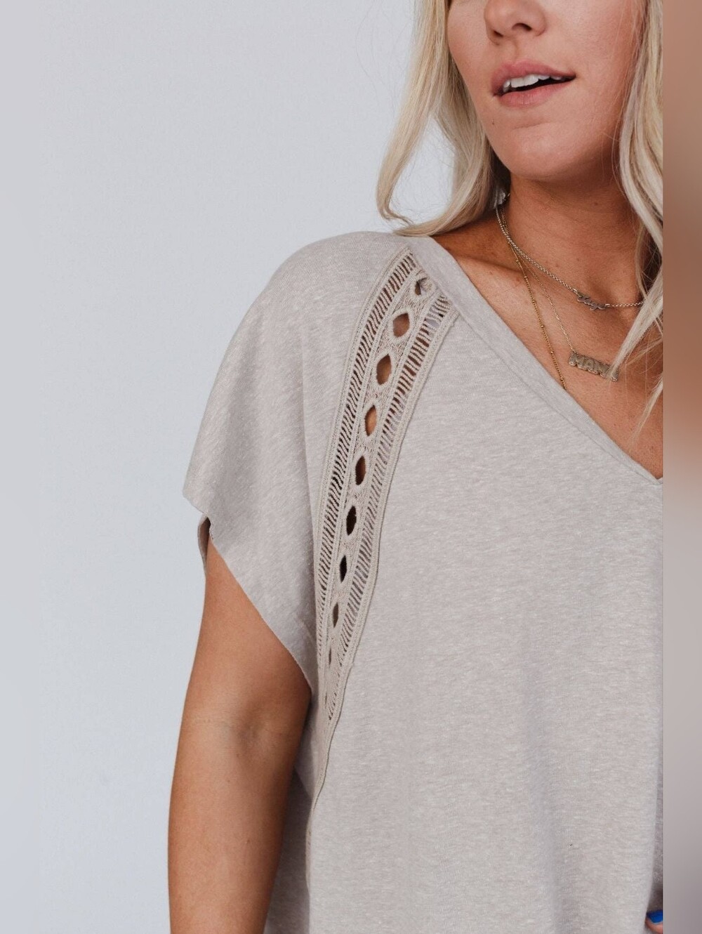 Three Bird Nest Camden Lace V Neck Top - Picture 2 of 6